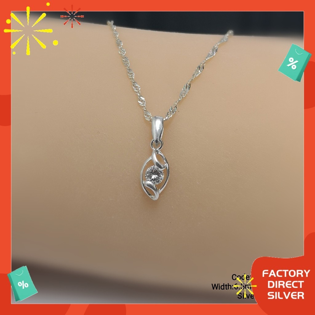 **ขายส่ง** Silver925 (Set) สร้อยคอ NSP Size:025 & Pendant PH228 Diamond (Rantai & Roket)