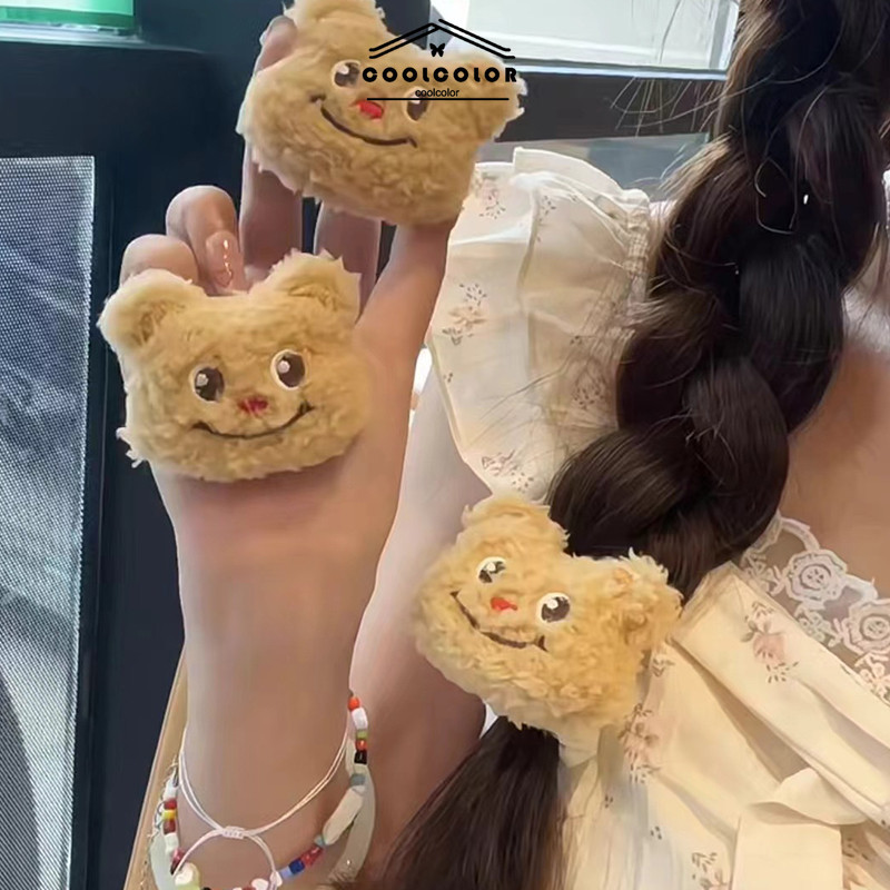 ในไทย💖ยางรัดผมหมีเนยลายการ์ตูนน่ารักขนยาวน่ารักน่าสนใจสไตล์ญี่ปุ่นความยืดหยุ่นสูงผมหางม้าสําหรับผู้หญิง