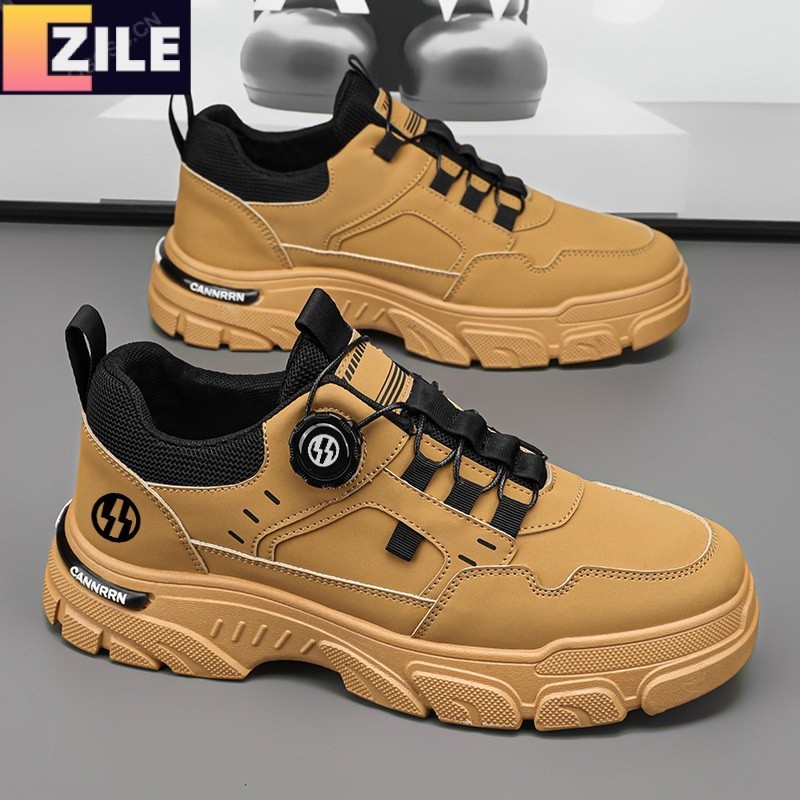 รองเท้าผู้ชายbreathable Workwearรองเท้าผู้ชายรองเท้าผ้าใบลําลองหนาSoled