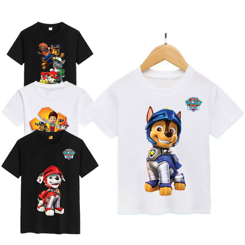 PAW Patrol Children Short Sleeve T-Shirt Children Clothing Ryder Chase Skye Round Neck Top 2-9 Years