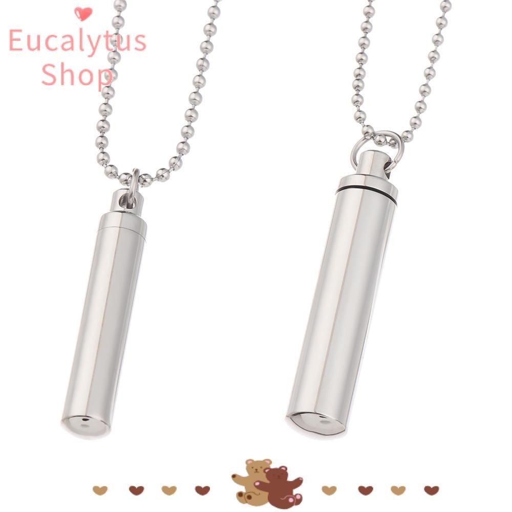 Eucalytus1 สร้อยคอโซ่ จี้ขวดแคปซูล ทรงกระบอก เปิดได้ เครื่องประดับแฟชั่น