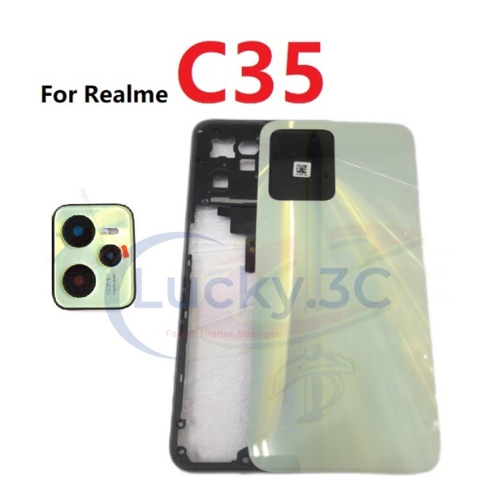 ฝาหลังที่อยู่อาศัยสําหรับrealme C35 กรอบกลางกล้อง ชิ้นส่วนอะไหล่กรอบเลนส์