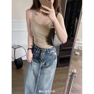 🌜Soroh🌛เสื้อสายเดี่ยว มีฟองน้ำ สีพาสเทล ครอป หลากสี เข้ารูป🌟เสื้อกล้าม สไตล์เกาหลี หลากสี มินิมอล✨#FY1019