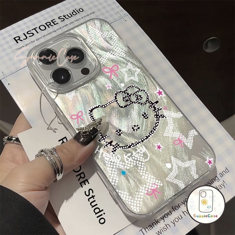 เคส OPPO A7 A57 A31 A3s A15 A38 A16K A98 A17 A1K A9 A78 A58 Reno 11 6 10 5 8T แฟชั่น Hello Kitty ดาวโบว์ การ์ตูนดูเดิล