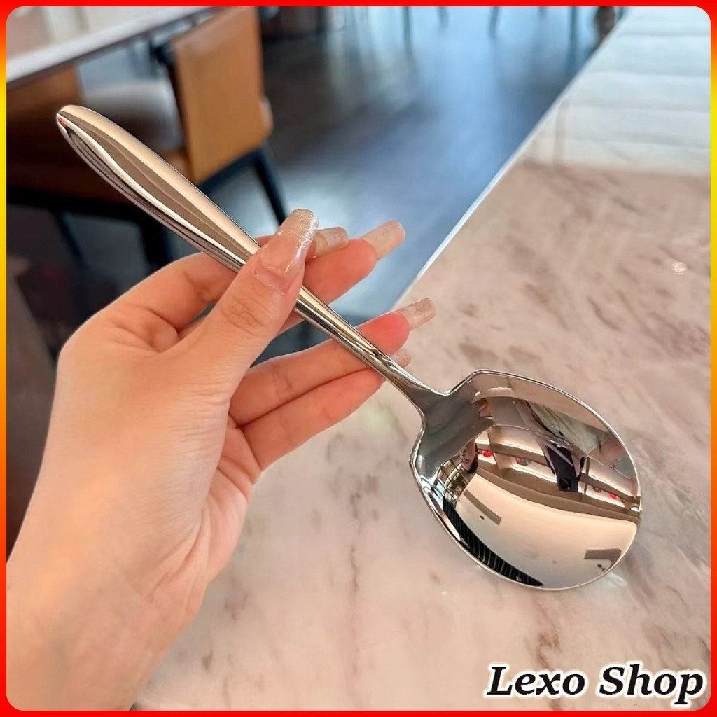 LEXO ช้อนเงินสแตนเลส ช้อนไอศครีม ตักซุป Stainless steel รูปที่ 3