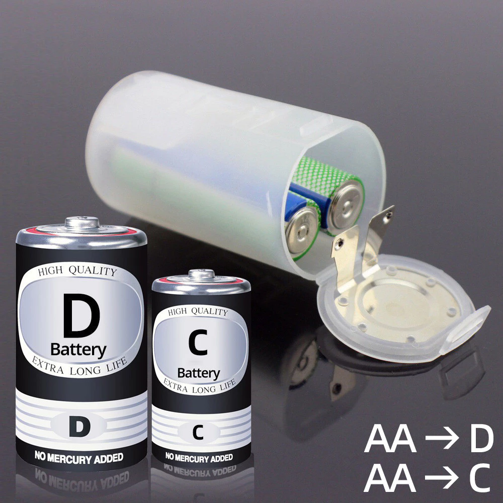 ชิ้น2 * AA To D/1AA to C ขนาดที่ยึดแบตเตอรี่2AA Dแบตเตอรี่อะแดปเตอร์แปลง2 AA Switcher Converterกล่อง D C Battery