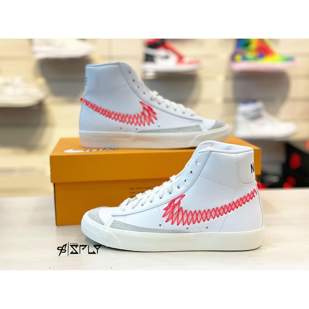 คุณภาพสูง NIKE BLAZER MID CNY สีขาวสีแดง Ruyi Knot ตรุษจีน DD8489-161