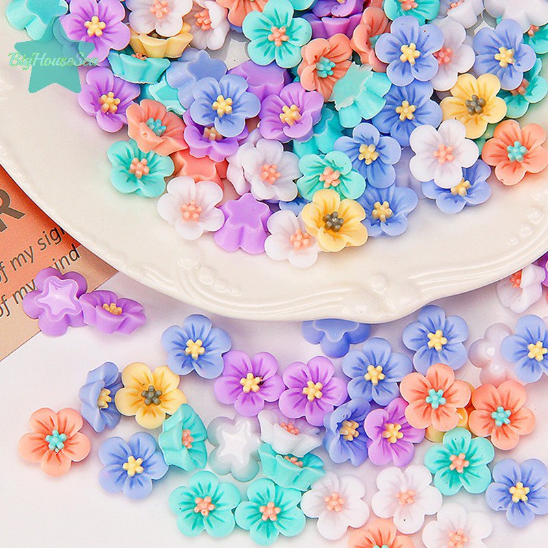 [BigHouseSea] 50 ชิ้น 3D ดอกไม้ Lotus Rose Flatback Planar อุปกรณ์เรซิน DIY Craft โทรศัพท์แพทช์ศิลปะวัสดุใหม่