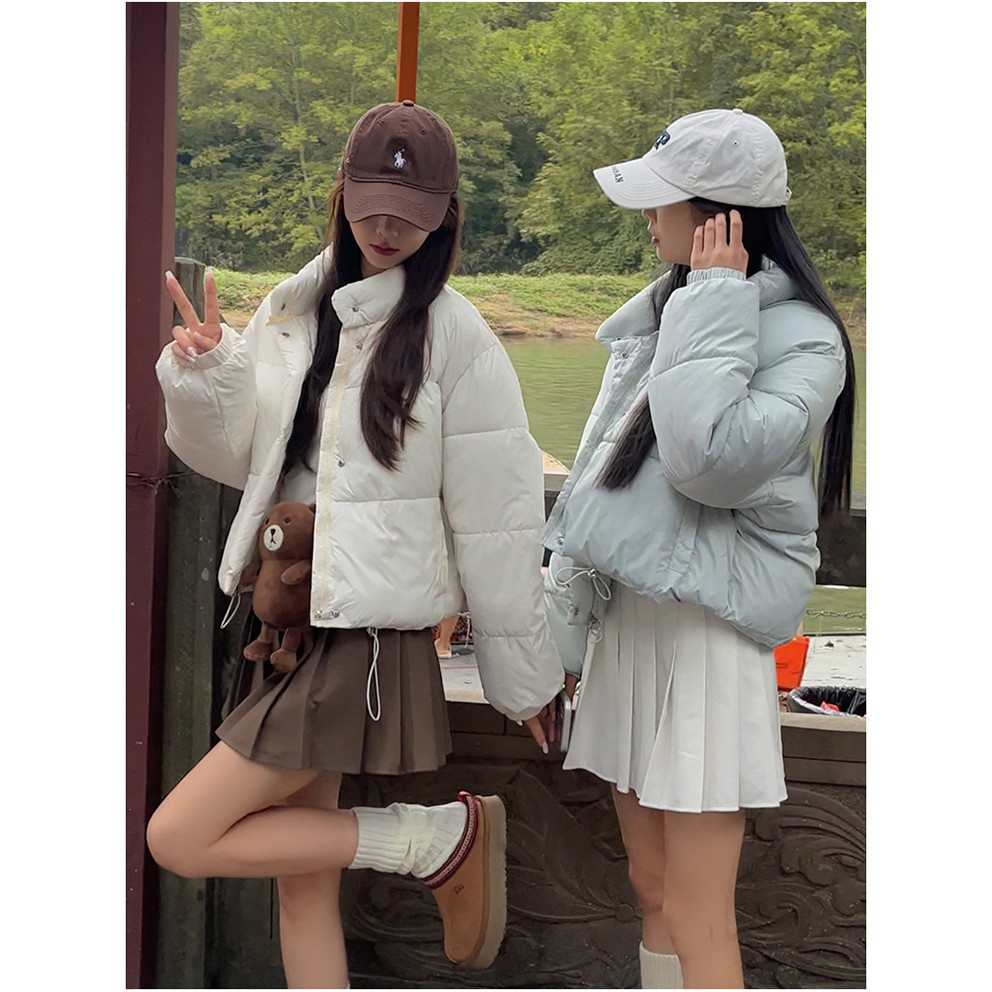 ลิซน์ ต้อง-มี6สีสั้นลงแจ็คเก็ตผู้หญิง2024รูปแบบใหม่คู่ขนมปังแจ็คเก็ตสีดําสีขาว ชุดทํางาน ฤดูหนาวหนาแจ็คเก็ตผ้าฝ้ายแจ็คเก็ตหลวมแจ็คเก็ตผ้าฝ้ายสั้นผ้าฝ้