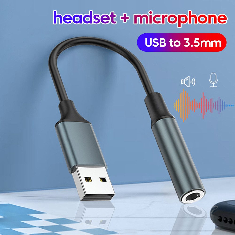 แล็ปท็อปเดสก์ท็อป USB ถึง 3.5 มม.หูฟังอะแดปเตอร์ภายนอก USB การ์ดเสียง Aux Mic แจ็คเสียงไมโครโฟนสําหรับ PC แล็ปท็อป