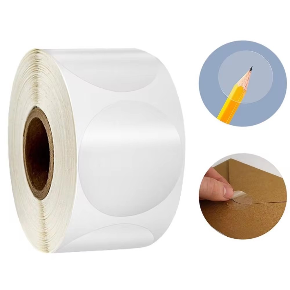 500 ชิ้น/ม้วน PVC โปร่งใส Self-กาวสติกเกอร์ Clear Dot สติกเกอร์ Self กาวป้ายแพคเกจ DIY กล่องของขวัญป้ายซีล