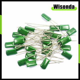50pcs โพลีเอสเตอร์ฟิล์มตัวเก็บประจุ 100V 1nF 2.2nF 10nF 33nF 47nF 82nF 100nF 2A102J/152/222/332/472/562/682/82/10/3333/473/563/66823/10/63/สีเขียวตัวเก็บประจุโพลีเอสเตอร์