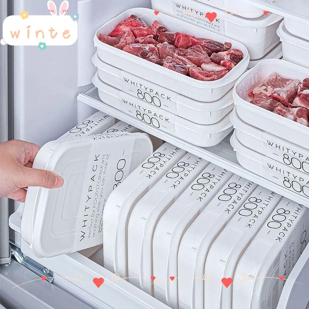Winte 1 ชิ้นตู้เย็นกล่องเก็บอาหาร Crisper, การจัดการอาหารผักผลไม้การเก็บรักษาแช่แข็งกล่องเก็บ, กล่องปิดผนึก 350ML/700ML/800ML/1600ML เนื้อแช่แข็งสดแบ่ง Organizer