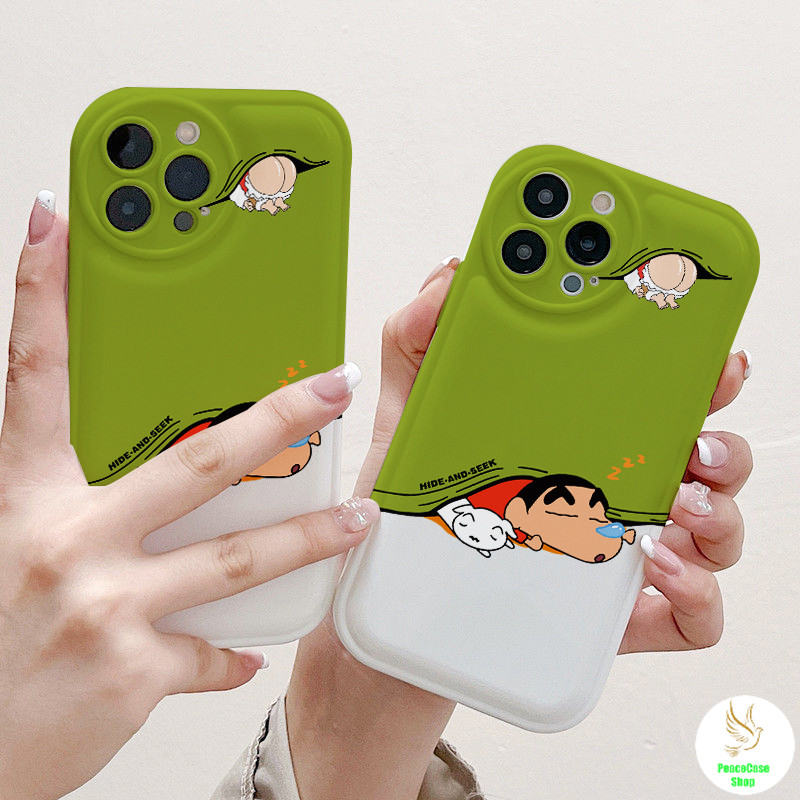 COD-ในไทย เคสคู่รัก เครยอนชินจังน่ารัก นอนกับลูกสุนัข สําหรับiPhone 7 8 X 11 12 13 14 15 TPU ซิลิโคนเปลือกเบาะลมคู่รัก