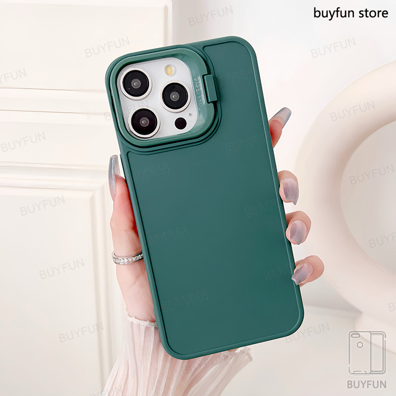 Camera Stand Folding Holder Case For Samsung Galaxy A55 A35 A25 A15 A54 a A34 A14 5G 4G Soft Cover Lens frame Anti-fall Shell