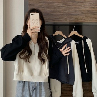 Coco~เสื้อฮู้ด แขนยาว ซิป สไตล์เกาหลี ins