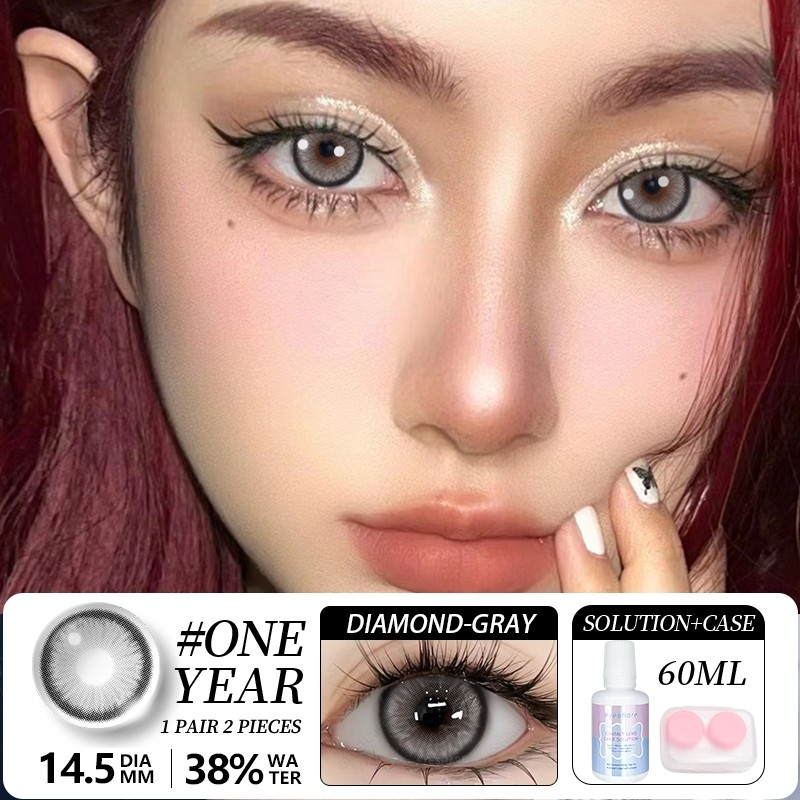 คอนแทคเลนส์น่ารักสำหรับตาโตและสายตาสั้น 0.00~-6.00 ใช้ได้ 1 ปี เลนส์สีเทา 14.5มม พร้อมน้ำยาดูแลรักษา ราคา ถูกที่สุด ดีลบีเคเค แกลเลอรีภาพที่ 4