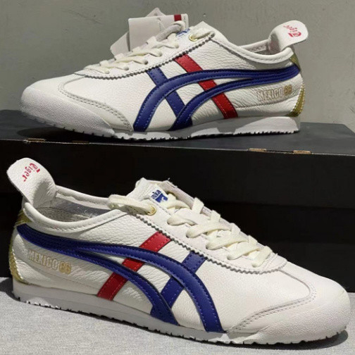 Onitsuka Tiger White Orchid GOLD Tiger MEXICO 66รองเท้าลำลองกีฬากันลื่นสำหรับผู้ชายและผู้หญิง