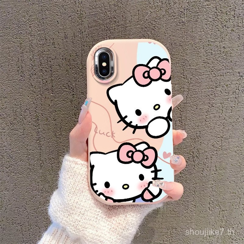 น่ารักสอง ktcat เคสโทรศัพท์มือถือ iPhone x กรอบรูปโลหะ XR iphonexsmax ซิลิโคนเหลวสำหรับสาวอ้วนตัวน้อ