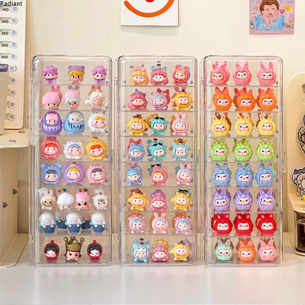 ตู้โชว์กล่อง RADIANT Pop Mart, จอแสดงผลตัวเลขชุดโรงรถหลายชั้นแบบถอดได้, 2024 รุ่นชั้นวางจอแสดงผลโปร่งใสกันฝุ่น