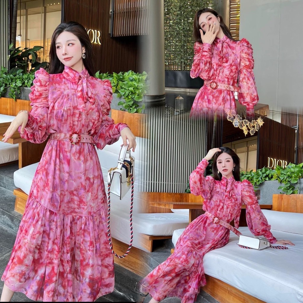 ชุดแม็ดซี่เดรส สีนี้สดใสพร้อมเข็มขัดสวยหรูมากป้ายModern