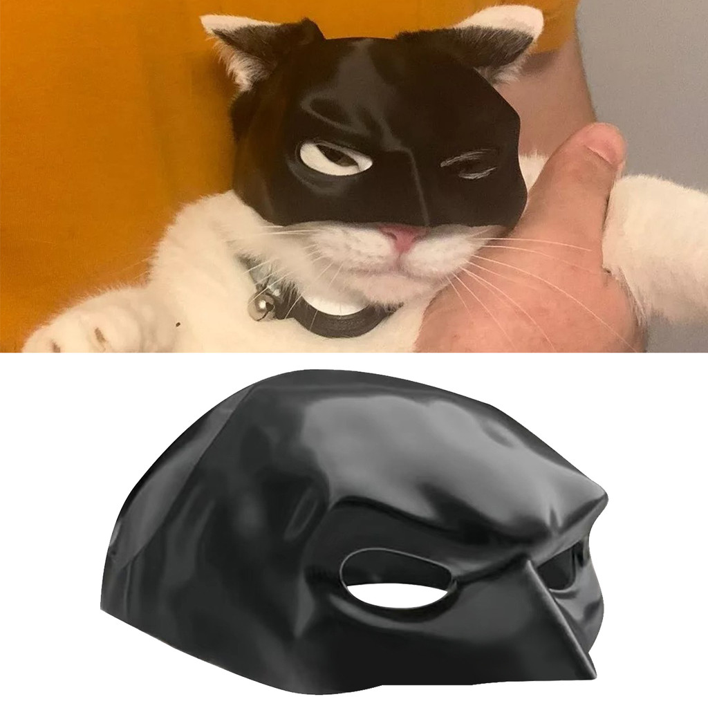1 ชิ้นแมวค้างคาวคอสเพลย์หมวก Cat Face Cushion พลาสติกสีดํา Make-up Half Face Cover สัตว์ Themed Face Mask สําหรับสัตว์เลี้ยงแมวคนรักหมวก