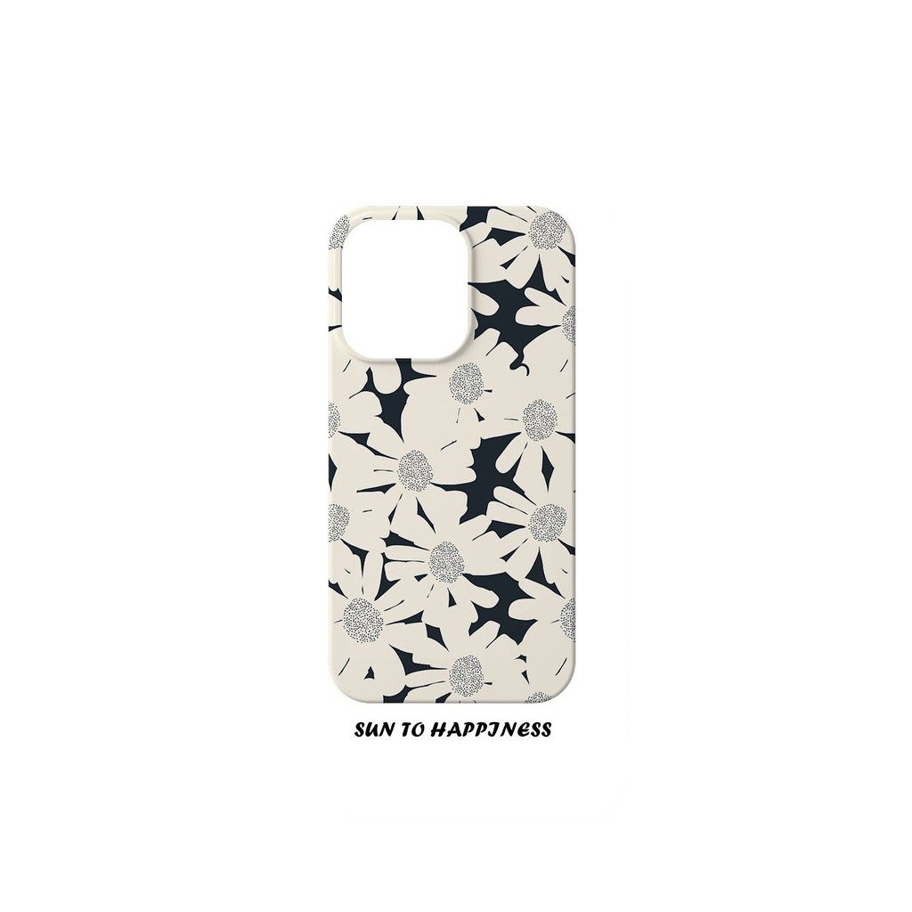 Ins สไตล์เรียบง่ายสดเดซี่เคสมือถือไอโฟนเคสแข็งป้องกันรอยขีดข่วนและป้องกันการเปรอะเปื้อนเหมาะสำหรับ iPhone 11PROMAX 12PROMAX 11 12 13 14 15 PRO MAX 14PROMAX 8PLUS XR XS MAX เคสมือถือเคสแข็งกันกระแทก