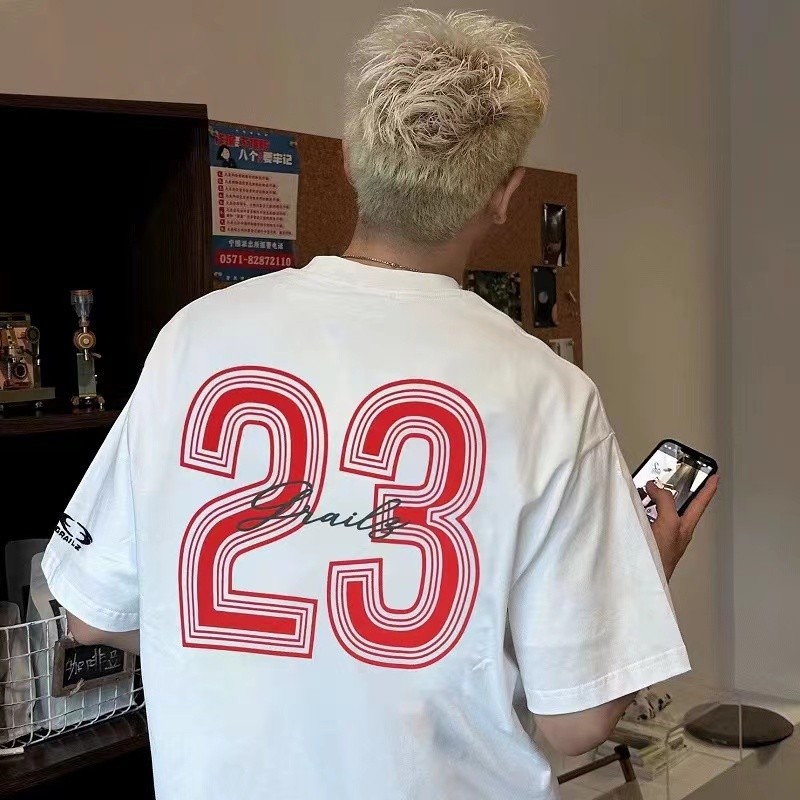 TeeTwoOne สไตล์อเมริกันวินเทจ เสื้อยืด oversize“GRZ”ผ้าฝ้ายแท้ ผ้าฝ้ายใส่สบาย unisex