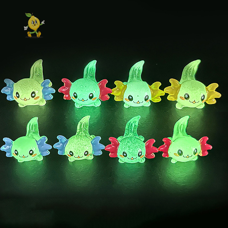 [mozh] เครื่องประดับมังกรหกเหลี่ยมเรืองแสงมินิสีตุ๊กตาการ์ตูนตกแต่งภูมิทัศน์ไมโครของเล่นขนาดเล็กตุ๊กตาตกแต่ง [TH]