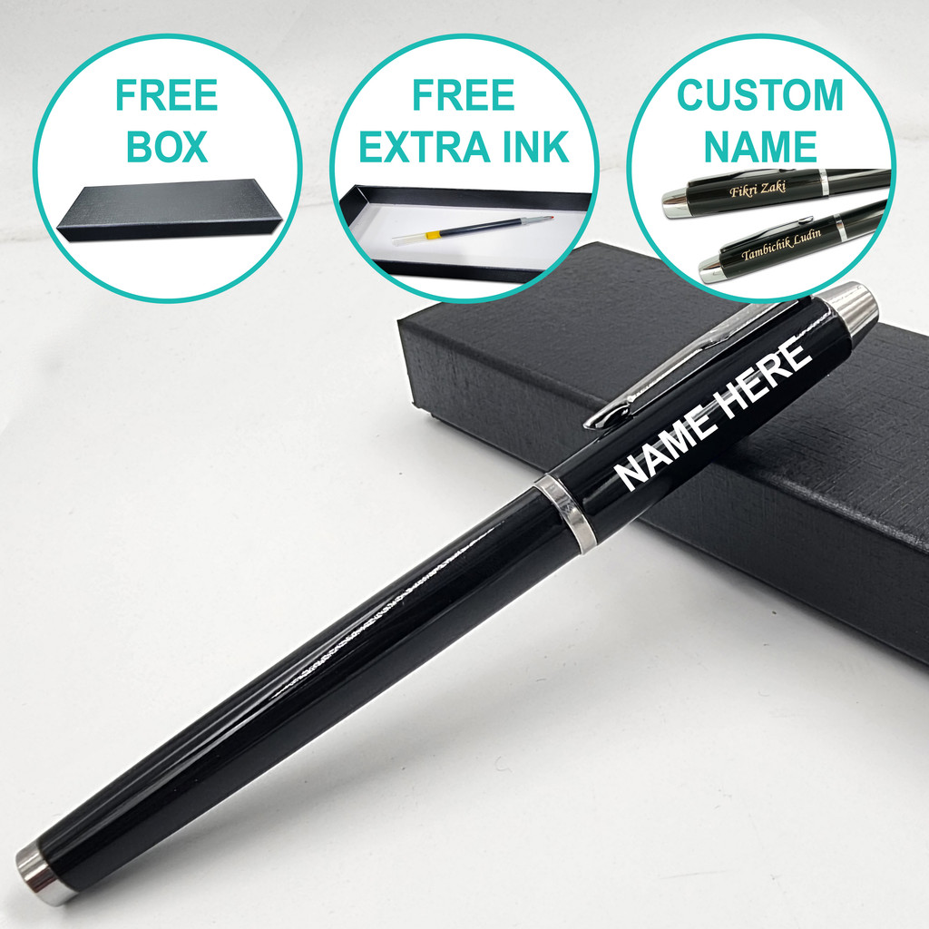 0.5 ปากกาโรลเลอร์บอลหมึกสีดําพร้อมแกะสลักชื่อและ | ของขวัญ ปากกา Boxballpoint ของขวัญเครื่องเขียนสํานักงานโรงเรียน