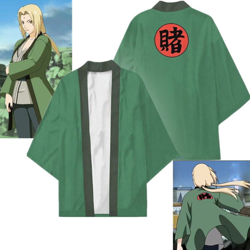 อะนิเมะ NARUTO Tsunade ชุดกิโมโนคอสเพลย์เครื่องแต่งกายเสื้อคลุมฮาโอริ Yukata ญี่ปุ่นแบบดั้งเดิมเสื้อผ้า Unisex ผู้ชายผู้หญิง Plus ขนาด 5XL Casual Top