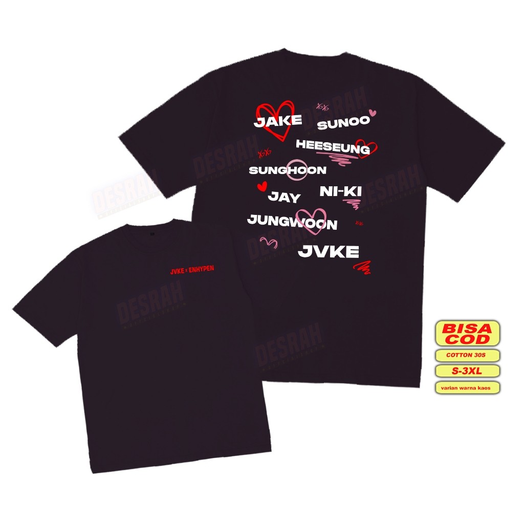 ❤เสื้อยืดเกาหลี Kpop Enyphen X JVKE ชื่อสมาชิกS-5XL