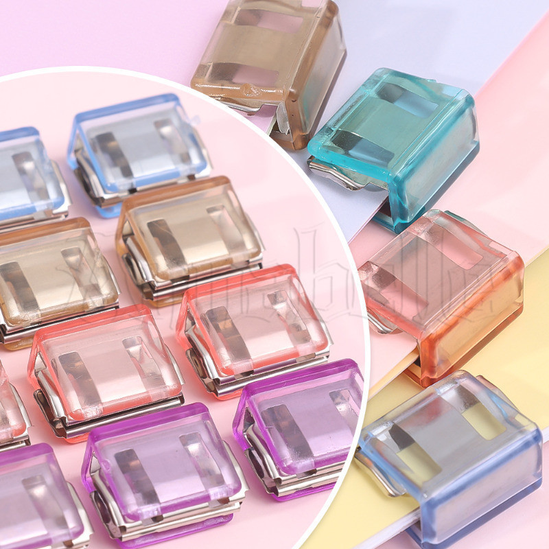 5ชิ้นโลหะ เครื่องผูก ดันคลิป-คลิปหนีบกระดาษสีโปร่งแสง-โฟลเดอร์คงที่สําหรับเอกสารและข้อมูล-นักเรียนทดสอบกระดาษการจัดเก็บคลิป-โรงเรียนสํานักงานการจัดเก