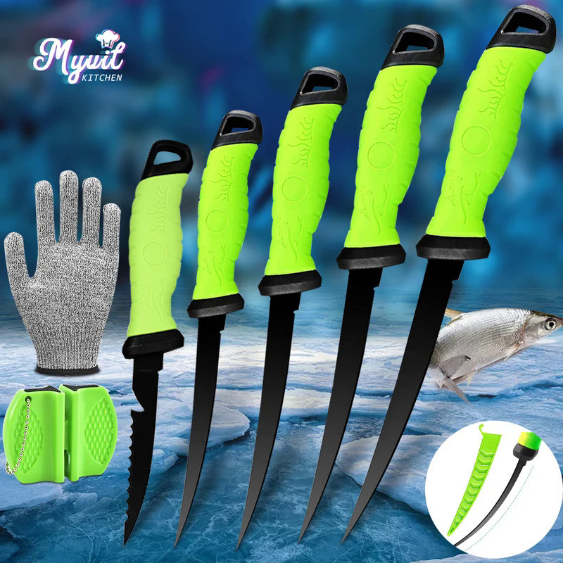 Stainless Steel Professional Boning Knife Slicing Cutter Fishing Knife Non-Slip Handle Fish Fillet K