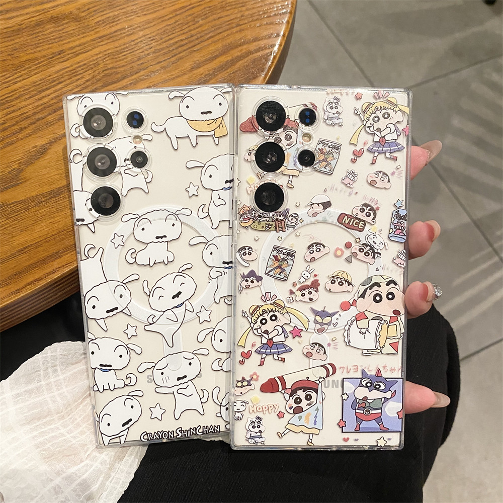 Samsung Galaxy S25 Ultra การ์ตูนน่ารัก Crayon Shin-Chan เคสโทรศัพท์ Galaxy S24 Ultra S23 S22 Ultra S21fe S23 Plus NOTE20 Ultra Magnetic รวมทุกอย่างเคสแบบนุ่ม