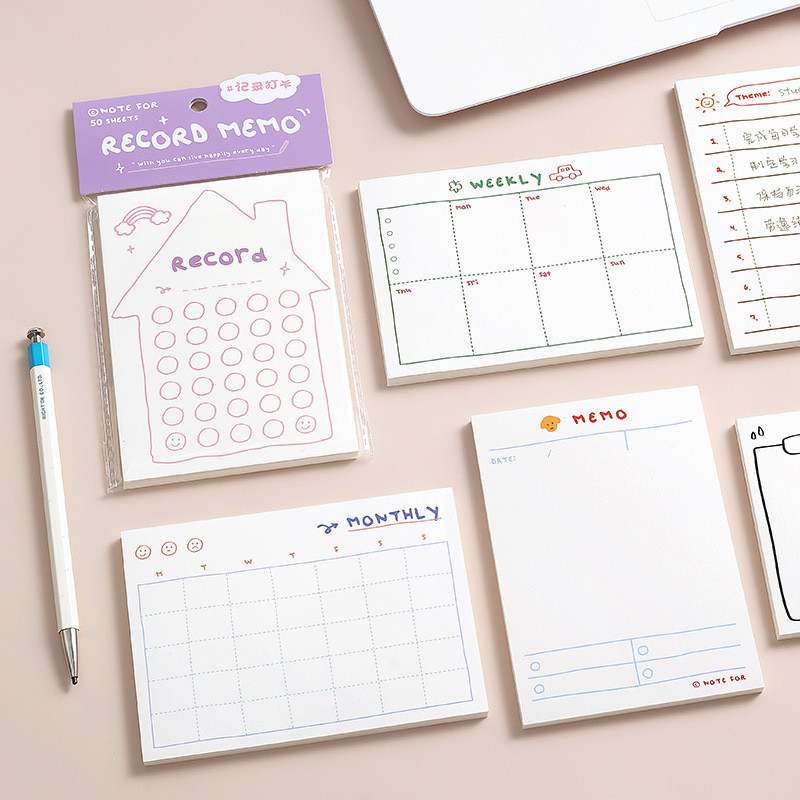 ไดลี่| 50 แผ่น Into Plan Notes Study Plan ข้อความ Office Notes Notepad Memo Sticky Notes