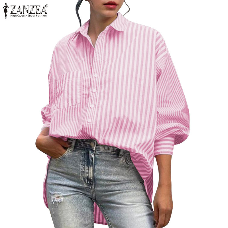 Zanzea ผู้หญิงวินเทจลาย Patchwork ปกกระเป๋าเสื้อแขนโคมไฟ