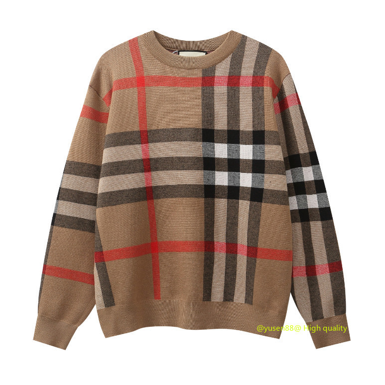 **** Hot ** รูปแบบใหม่ B Home Checked Wool Blended Round Neck Sweater เสื้อกันหนาว