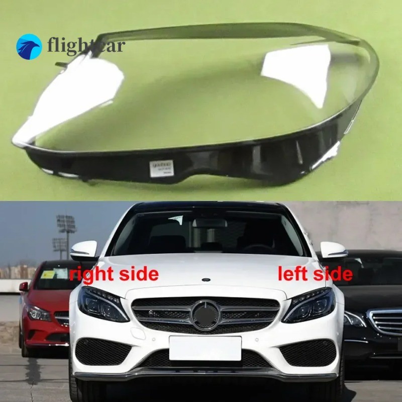 สําหรับ 2015-2018 Mercedes Benz W205 C180 C200 C260L C280 C300 ไฟหน้าโปร่งใสโคมไฟไฟหน้า Shell Plexig