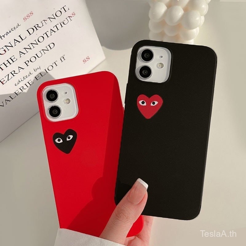 สีดำสีแดงตาคู่รักที่ชื่นชอบกรณีสำหรับ A pple iP hone 15 14 6วินาที7 8พลัส x XS XR 11 12 13 PRO MAX ปลอก siliconeprotective ปก3brm