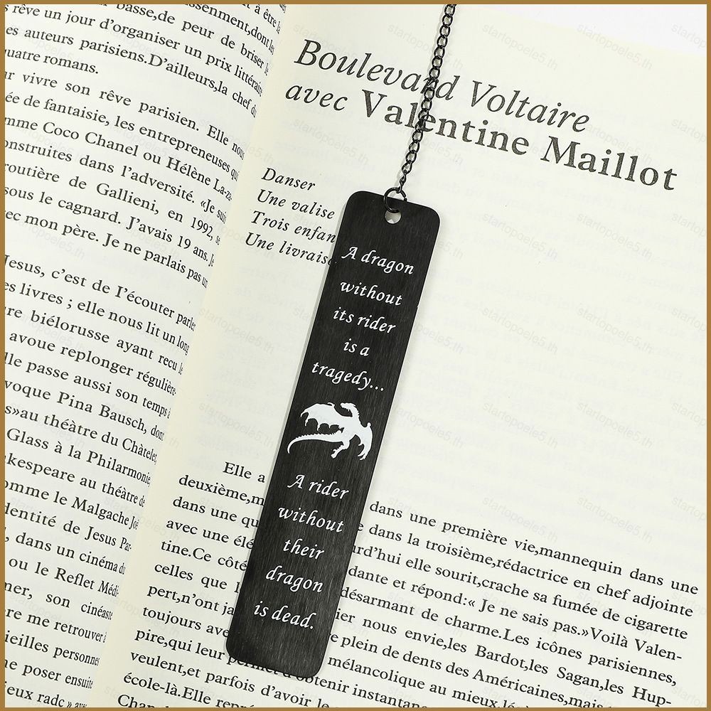 Sta5 Fourth Wing สีดําสแตนเลสบุ๊คมาร์คของขวัญโรงเรียนสําหรับเด็กของที่ระลึกคอลเลกชันโซ่