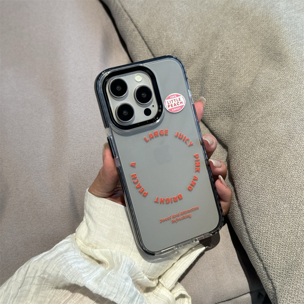 Iphone 15 Series TPU Soft Coverเคสโทรศัพท์INSกล้องบุคลิกภาพสีแดงภาษาอังกฤษรูปแบบวงกลมสําหรับiPhone 14 13 12 11 15 15plus 15promax 14plus Pro Max 7 8plus X XR Se