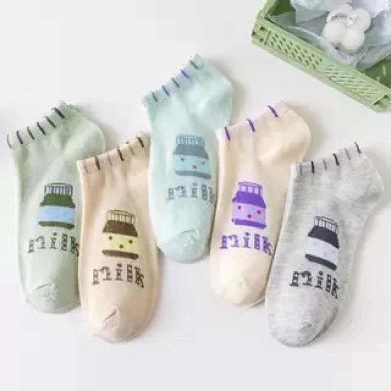 SY SHOP899 ถุงเท้าข้อสั้น (5ลาย/5คู่) ถุงเท้าแฟชั่นเกาหลี เนื้อผ้านุ่มงานถักอย่างดี มีให้เลือกหลายแบบ - 6