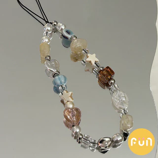 Ins Love Heart Star Beaded Universal โทรศัพท์มือถือโซ่กล้องเชือกเส้นเล็กอุปกรณ์ตกแต่ง Anti-Lost สายรัดข้อมือพวงกุญแจ