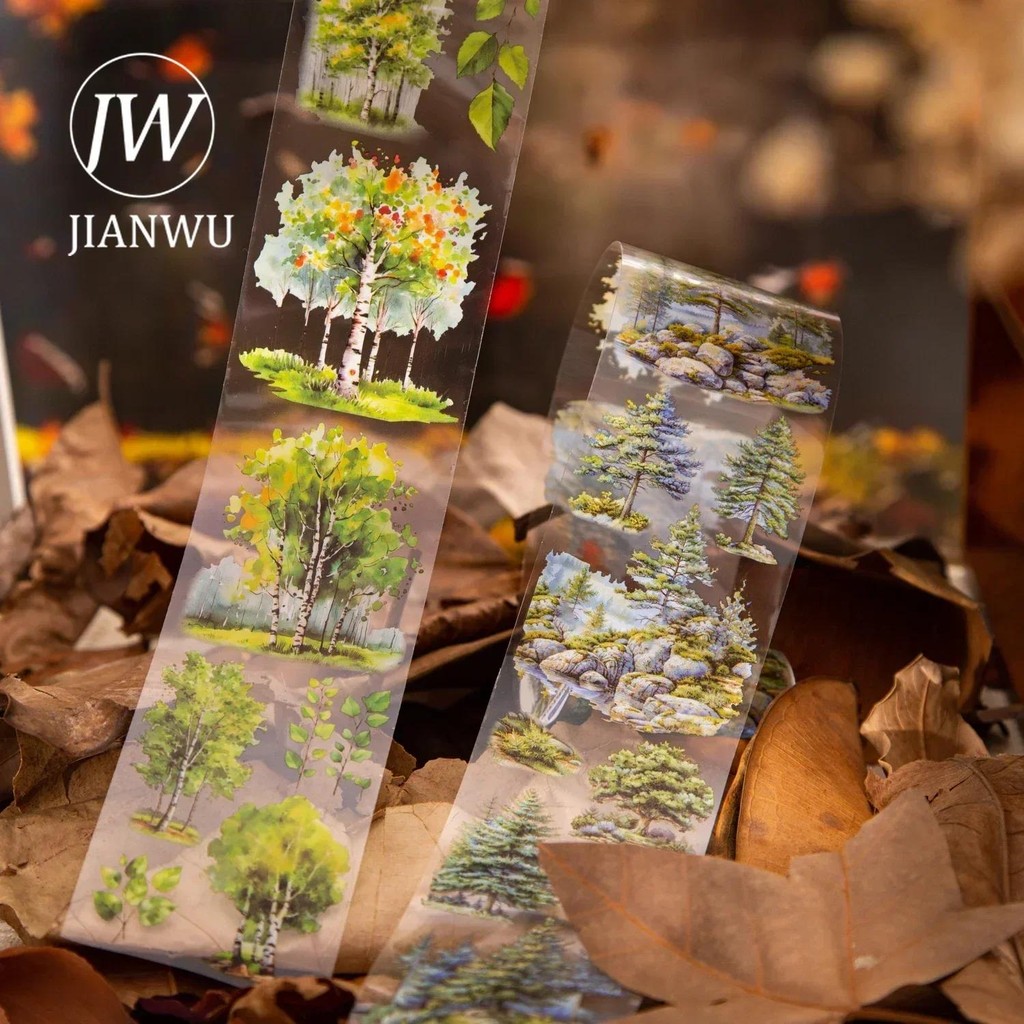 Jianwu 60 มม.* 200 ซม.ต้นไม้และป่า Series Vintage พืชภูมิทัศน์วัสดุ Collage PET เทป Creative DIY Journal เครื่องเขียน