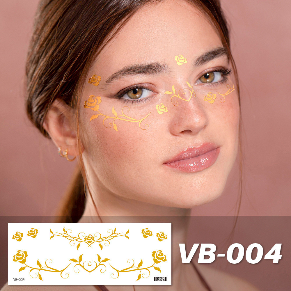 รอยสักใบหน้า,ทองดาวผีเสื้อดอกไม้ปลอมใบหน้าสักชั่วคราวโลหะสําหรับผู้หญิงสาวรอยสักใบหน้าชั่วคราวสําหรับงานปาร์ตี้แต่งหน้าเทศกาลอุป - รูปที่ 6