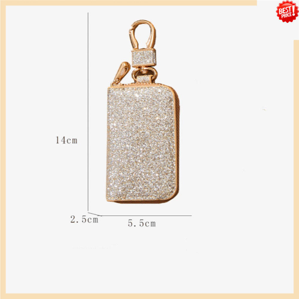 Glitter PU หนังกระเป๋ากุญแจรถซิป Key Holder กระเป๋าผู้ชายผู้หญิง Universal Key Storage กระเป๋าแฟชั่นเอวแขวนพวงกุญแจ