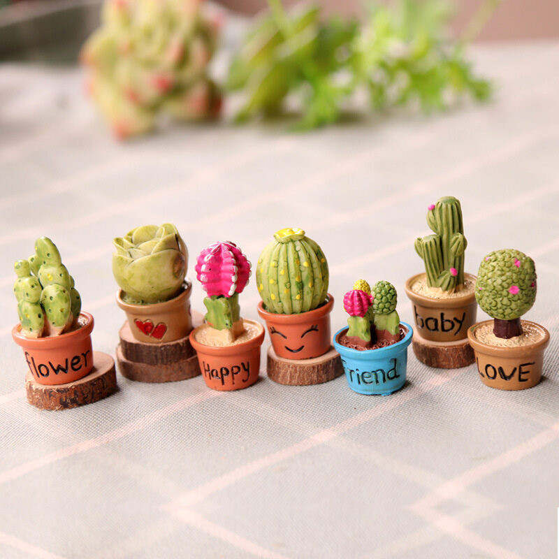 Mini bonsai เครื่องประดับเรซิ่นกระบองเพชรกระถางต้นไม้รุ่น succulent กระถางดอกไม้ DIY วัสดุเดสก์ท็อปตกแต่ง