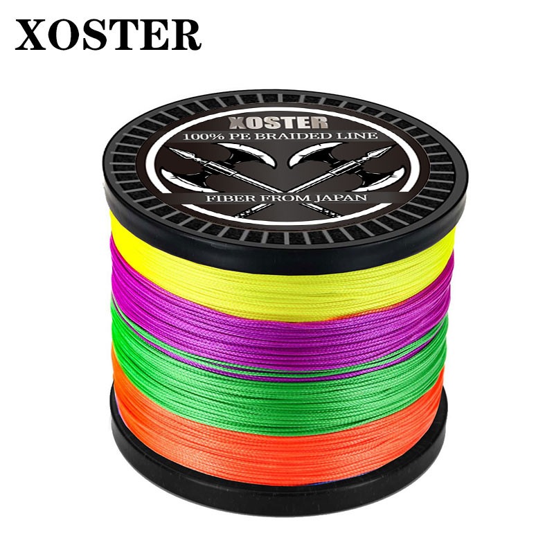 Xoster PE สายถักเปีย4X 300เมตร500เมตร1000เมตรสีเดิม4สายการประมงถัก monofilament สายการประมง8-80lb Ta