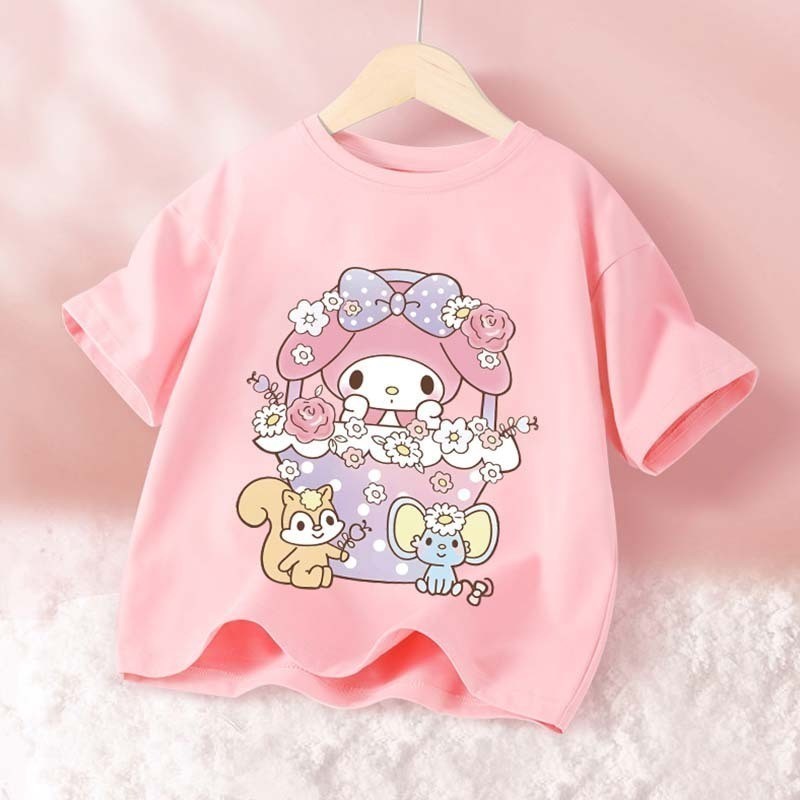 (จัดส่งตลอด 24 ชั่วโมง) ชุดเด็ก，ตัวการ์ตูนน่ารักพิมพ์เสื้อยืดผ้าฝ้ายสำหรับเด็ก T1773